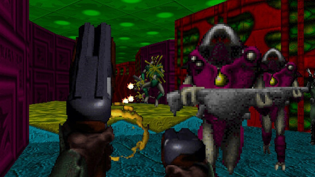 Sequel klasycznej strzelanki również doczekał się odświeżenia i jest dostępny za darmo na Steam. Marathon 2 to dawny rywal serii Doom, źródło grafiki: Aleph One Developers.