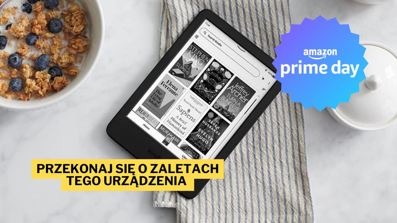 Dzięki wyprzedaży Amazon Prime Day 2024 w końcu mogę z czystym sumieniem polecić czytnik e-booków Kindle. Ten wyposażony w 16 GB pamięci sprzęt dawno nie był tak tani, źródło grafiki: Amazon.