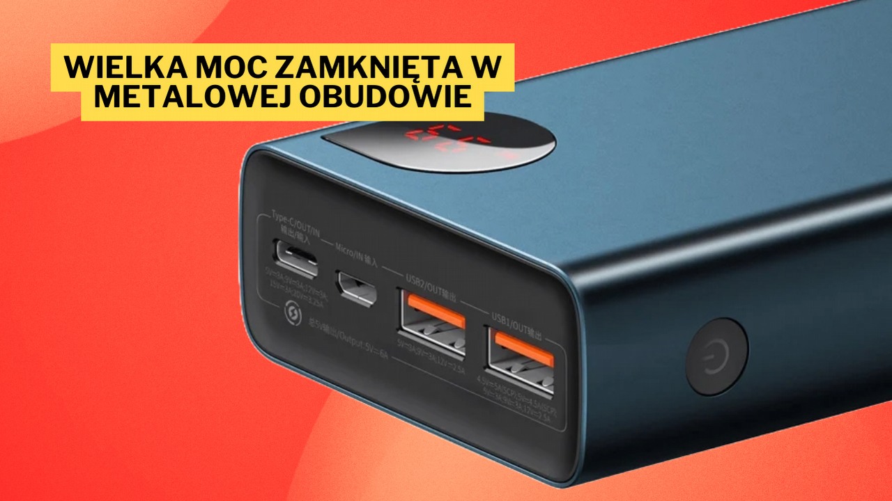 Amazon znowu szokuje swoją promocją. 65-watowy powerbank Baseus o pojemności 20 000 mAh w cenie, która deklasuje polskie elektromarkety, źródło grafiki: Baseus.
