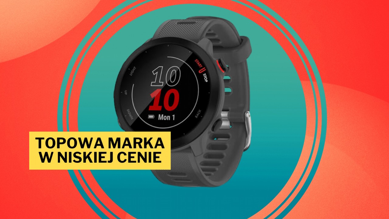 Nie przepadam za aktywnością fizyczną, ale dla takiego smartwatcha mogłabym się przełamać. Garmin Forerunner 55 z GPS-em to tania alternatywa dla osób kochających sport, źródło grafiki: Garmin.