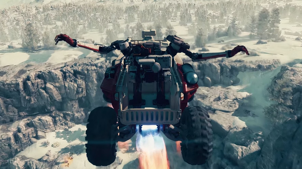 Phil Spencer poprosił Todda Howarda o dodanie pojazdu do Starfielda. Teraz gracze odgrywają w New Atlantis sceny rodem z GTA, źródło grafiki: Bethesda Softworks / Microsoft..