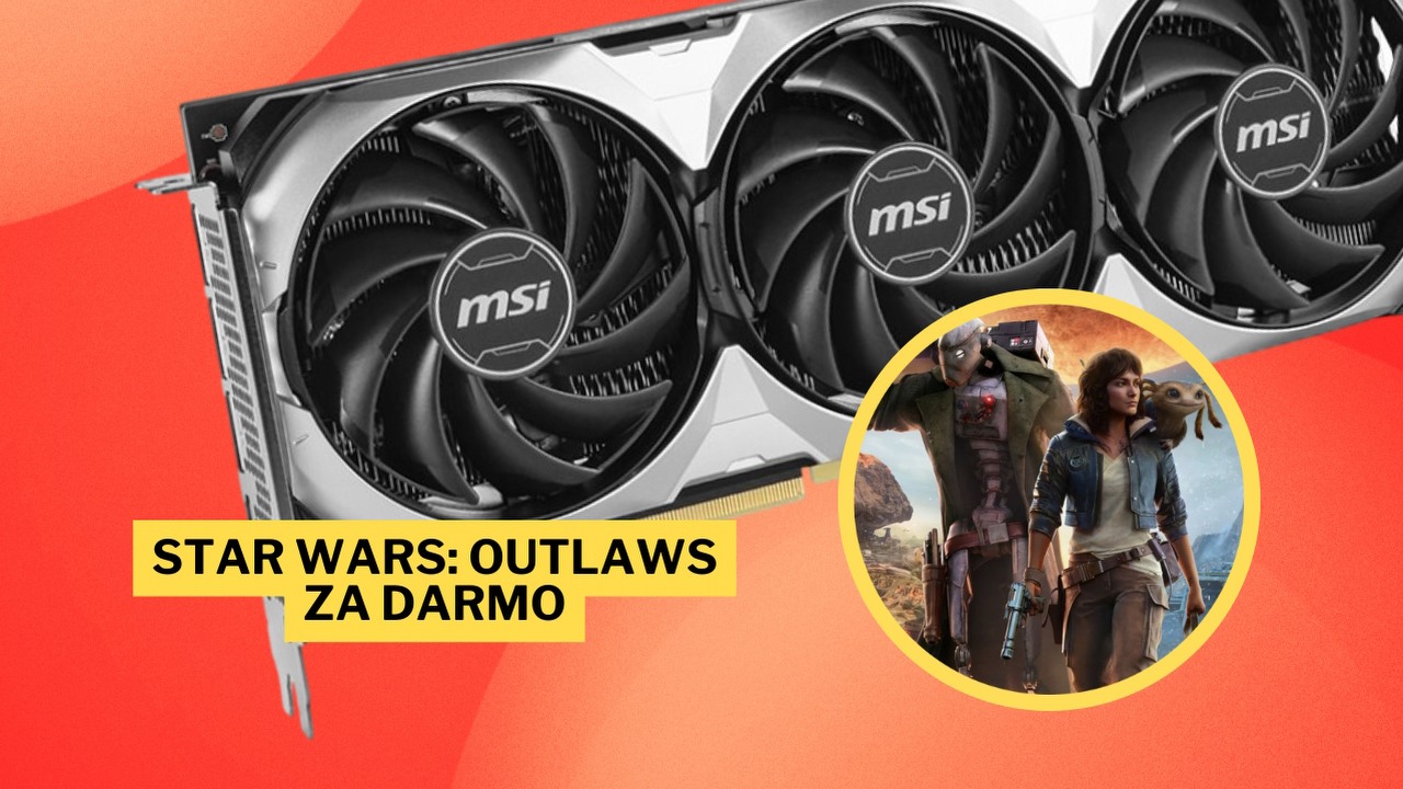 Polski sklep odpalił promocyjną bombę, a w niej rekordowo tania karta graficzna GeForce RTX 4070 i gra Star Wars: Outlaws, źródło grafiki: MSI; Ubisoft.