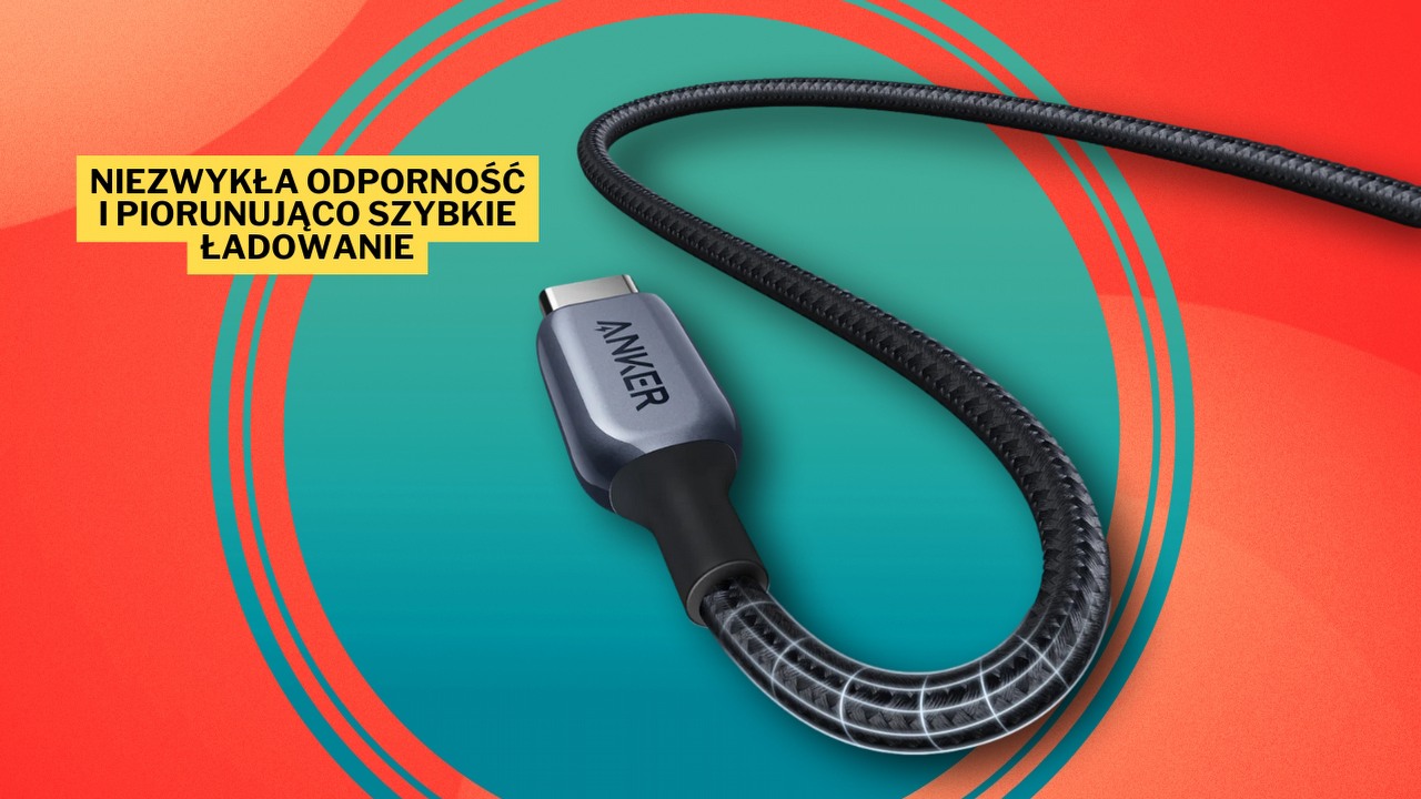 180 cm długości, materiałowy oplot i możliwość ładowania z mocą 140 W - kabel Anker 765 to Mercedes wśród przewodów. Teraz jest tańszy o połowę, źródło grafiki: Anker.