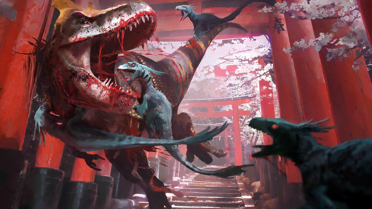 Słodkich kotów nie ma, ale jest cyberpunkowe miasto i postapokaliptyczny klimat. Kyoryu przypomina Stray z dinozaurami, źródło grafiki: Floating Rock Studio.