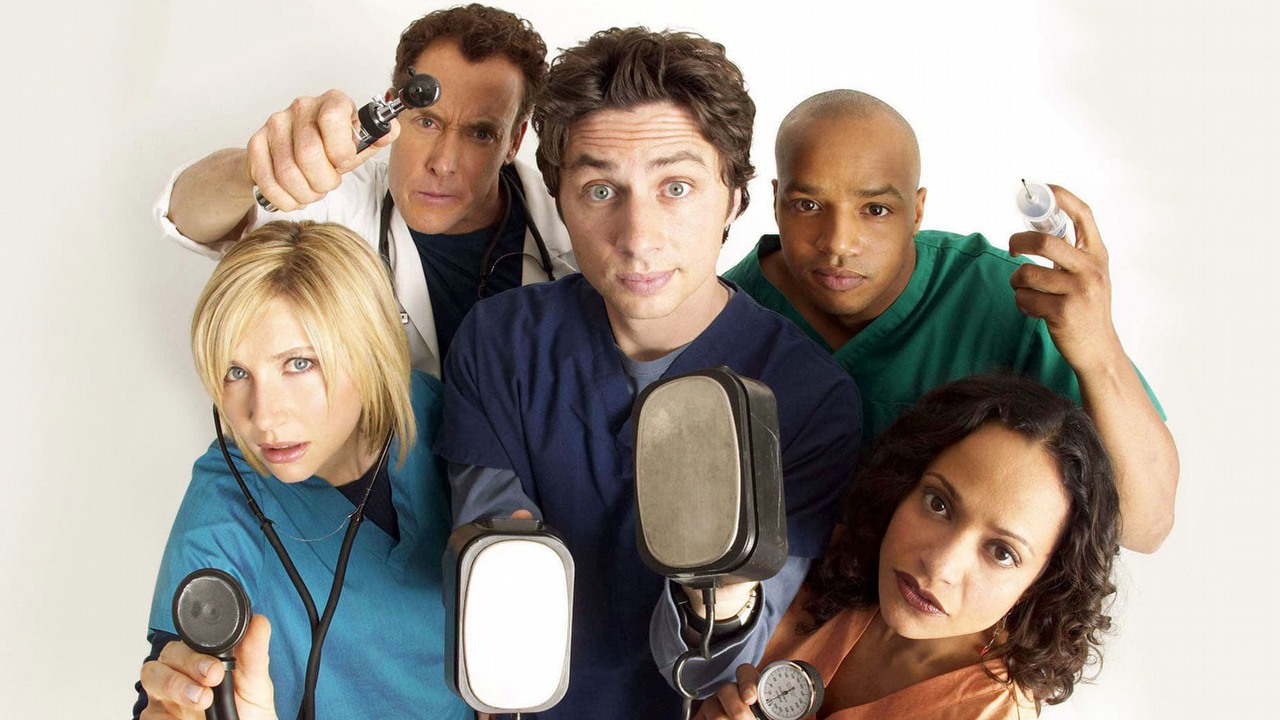 Hoży doktorzy w czołówce mają błąd, który powinien rozpoznać każdy lekarz. Jest on jednak zamierzony, źródło grafiki: Scrubs, Bill Lawrence, NBC, 2001.