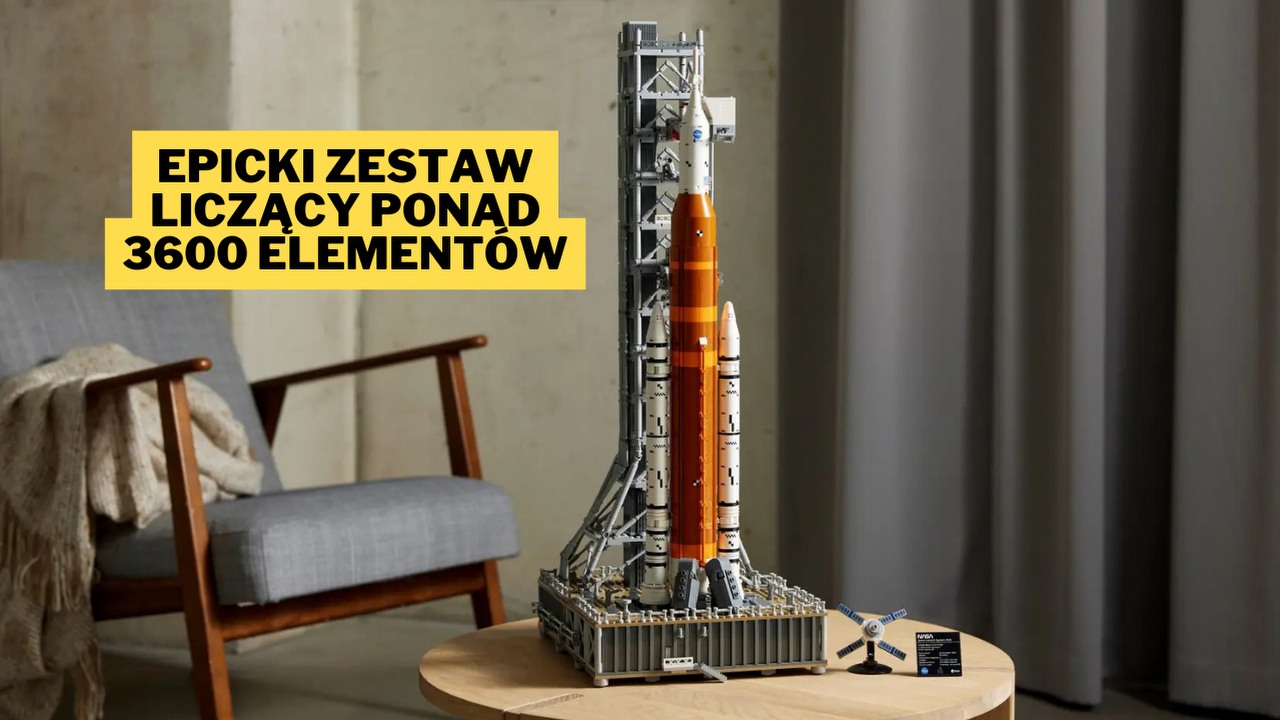 Polski sklep niespodziewanie obniżył cenę jednego z najlepszych zestawów LEGO w historii. Mający aż 70 cm wysokości zestaw Rakieta SLS NASA Artemis trafił tym samym na listę modeli, które muszę mieć, źródło grafiki: LEGO.pl, materiały promocyjne.