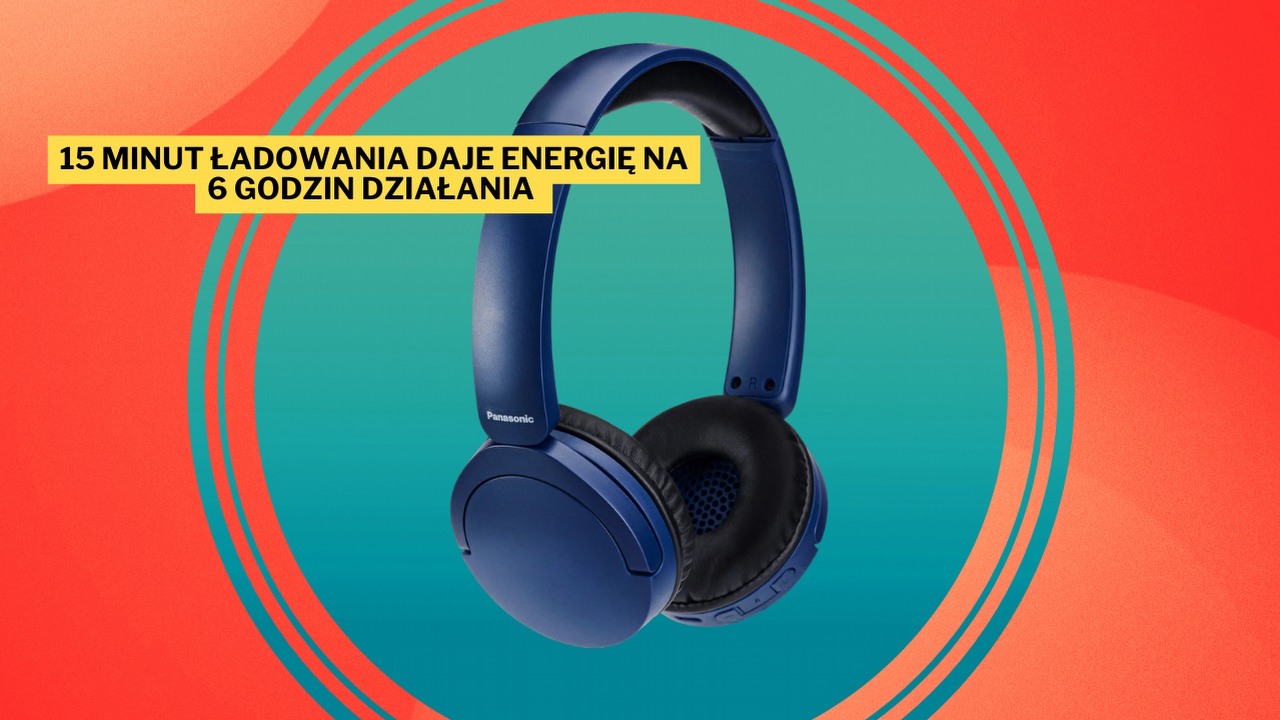 W tej cenie mógłbym kupić je żonie, dziecku, sąsiadom, a nawet teściowej. Bezprzewodowe słuchawki Panasonic wytrzymują nawet 72 godziny na jednym ładowaniu, źródło grafiki: Panasonic.