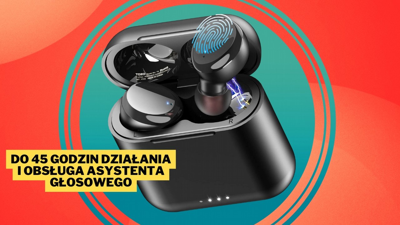 Ponad 166 000 opinii na Amazonie przyznało tym słuchawkom 5 gwiazdek. Wodoodporny zestaw TOZO T6 jest teraz kilkadziesiąt złotych tańszy!, źródło grafiki: TOZO; materiały promocyjne.