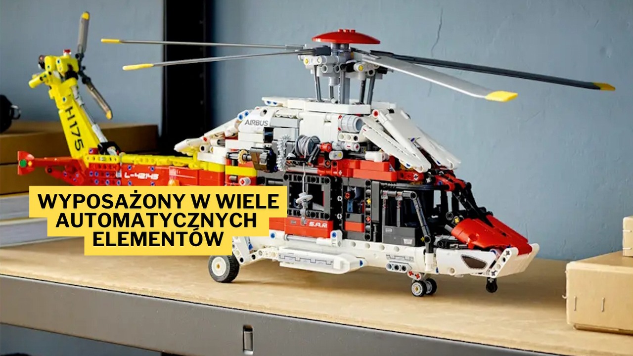 70 cm długości i ponad 2000 elementów - jak na taką wielkość i liczbę funkcji zestaw LEGO oferujący helikopter ratunkowy Airbus H175 jest wręcz zaskakująco tani, źródło grafiki: LEGO.