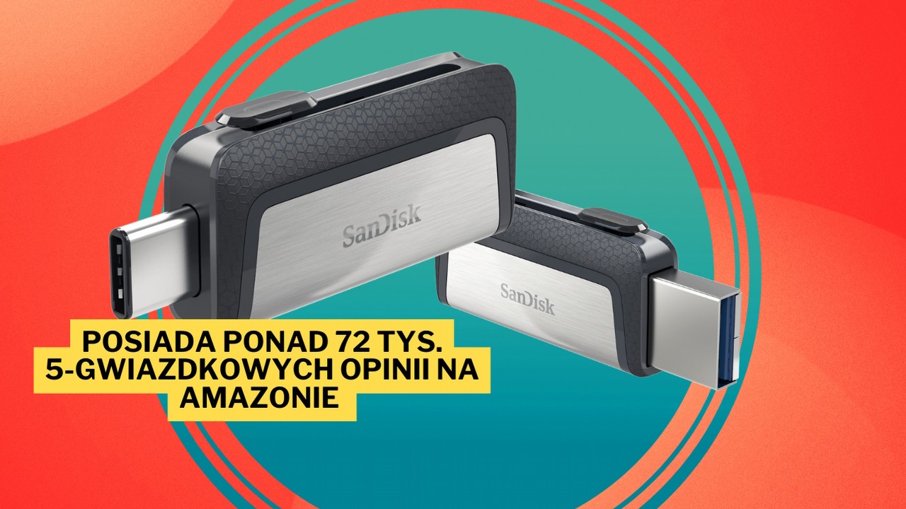 Takie maleństwo niejednokrotnie uratowało mnie na studiach. SanDisk Memory Zone o pojemności 256 GB i z dwoma złączami USB to szybki pendrive, który podłączysz do takich urządzeń jak komputer, tablet i smartfon, źródło grafiki: SanDisk.