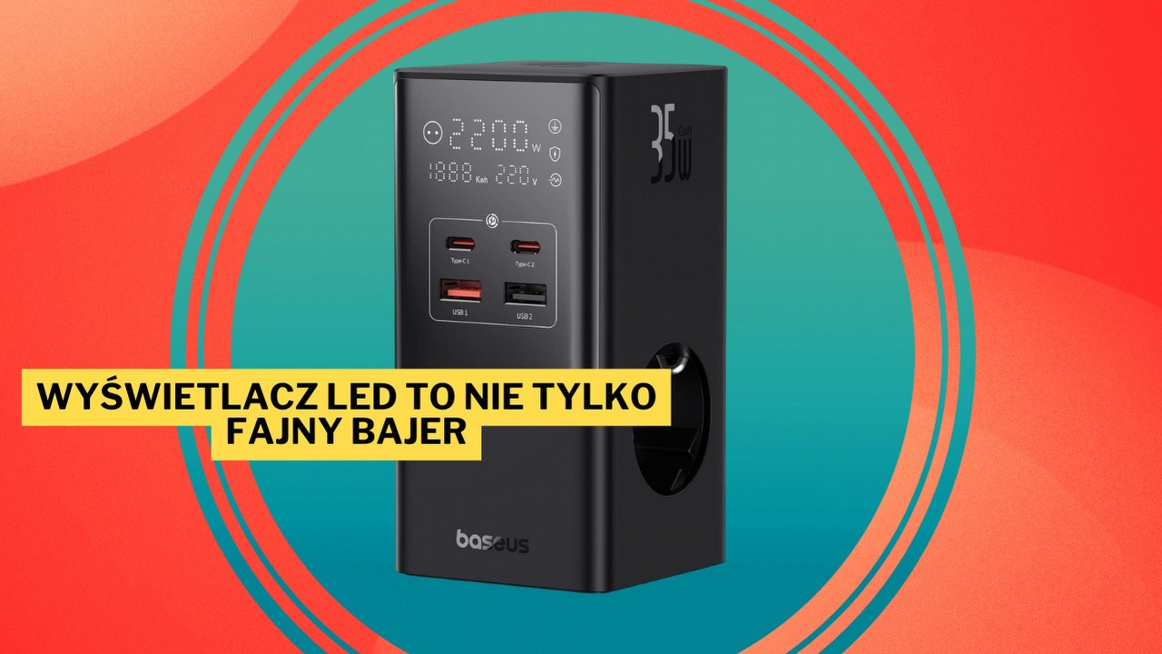 To może być najlepsza promocja tej jesieni. Ładowarka Baseus PowerCombo wyposażona w wyświetlacz LED i 7 gniazd zasilania została przeceniona o ponad 50%, źródło grafiki: Baseus.