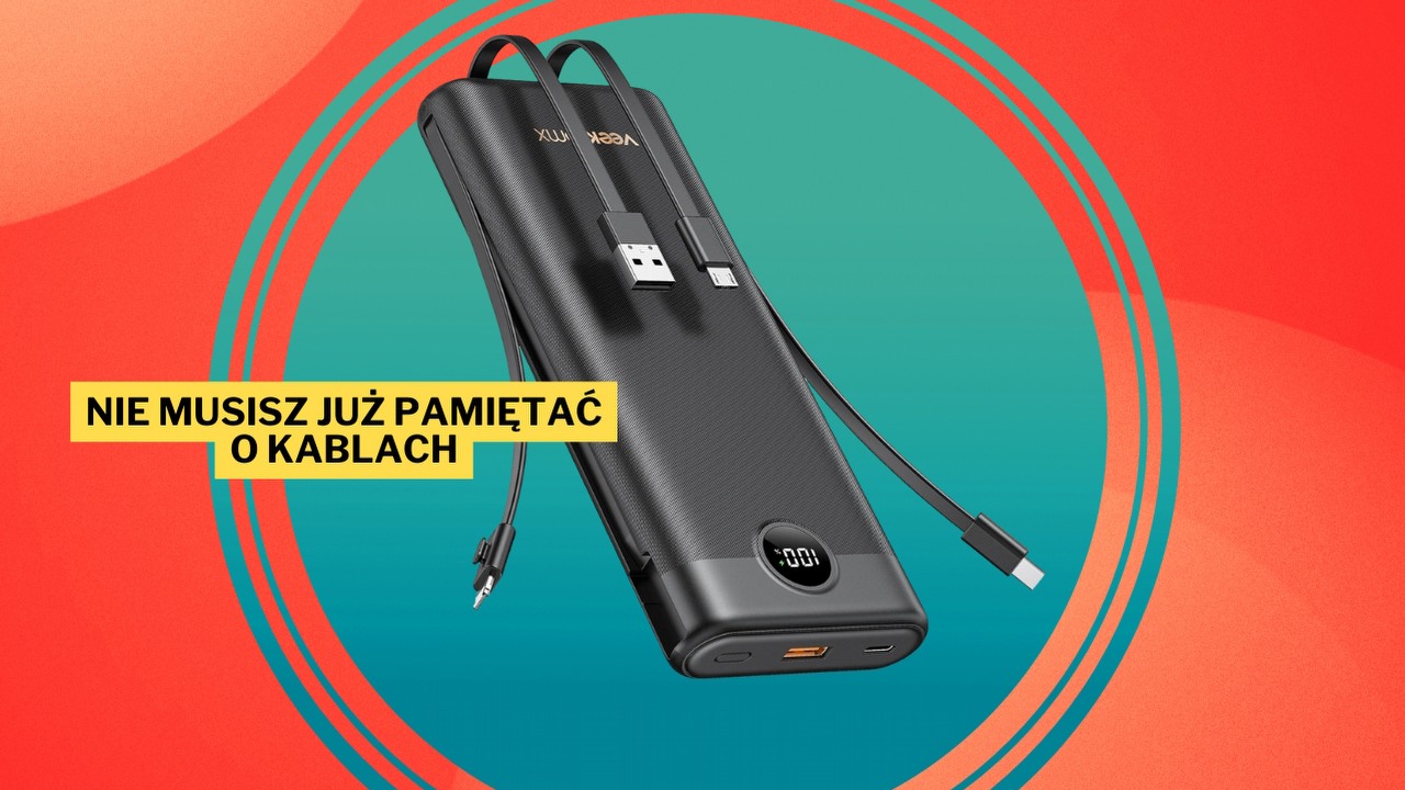 Niby drobnostka, a jaka wygoda. Dzięki wbudowanym kablom VEEKTOMX o pojemności 30 000 mAh to mój numer jeden wśród powerbanków, źródło grafiki: VEEKTOMX.
