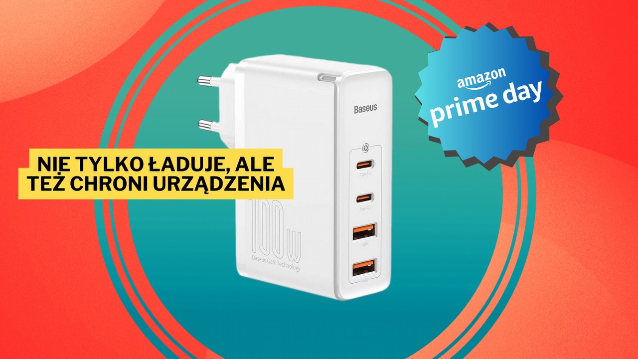 Baseus wytacza na Amazon Prime Day ciężkie działa. Ładowarka Baseus GaN2 o mocy 100 W korzysta z nowatorskiej technologii i zachwyca ponad dwa razy niższą ceną, źródło grafiki: Baseus.