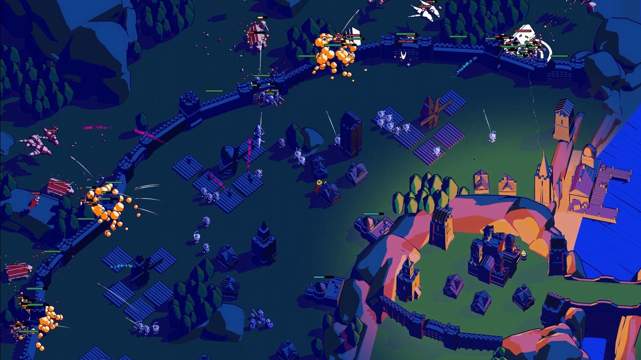 Minimalistyczna strategia o budowaniu królestwa fantasy z 96% pozytywnych recenzji na Steam z ogromną aktualizacją na premierę wersji 1.0. Thronefall kupicie za niecałe 40 zł, źródło grafiki: GrizzlyGames..