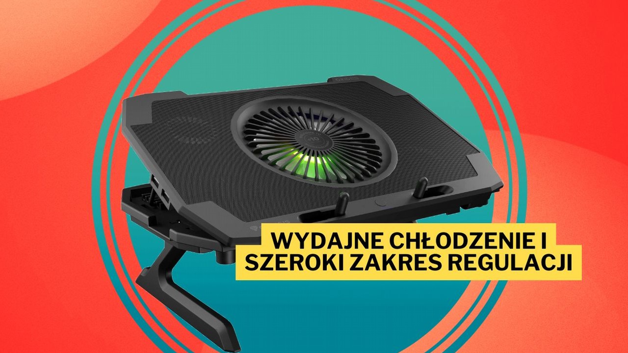 2 500 obrotów na minutę oraz zjawiskowe podświetlenie. Podstawka chłodząca Genesis Oxid 850 RGB zadba o dobre temperatury Waszych laptopów, źródło grafiki: Genesis.