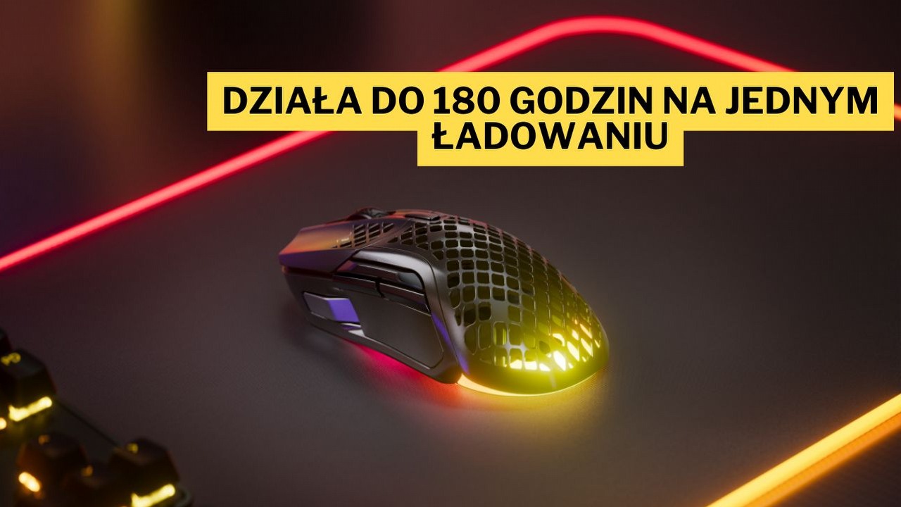 Lekka, bezprzewodowa i teraz o 100 złotych tańsza. Myszka SteelSeries Aerox 5 Wireless to wyśmienity sprzęt dla wymagających graczy, źródło grafiki: SteelSeries.
