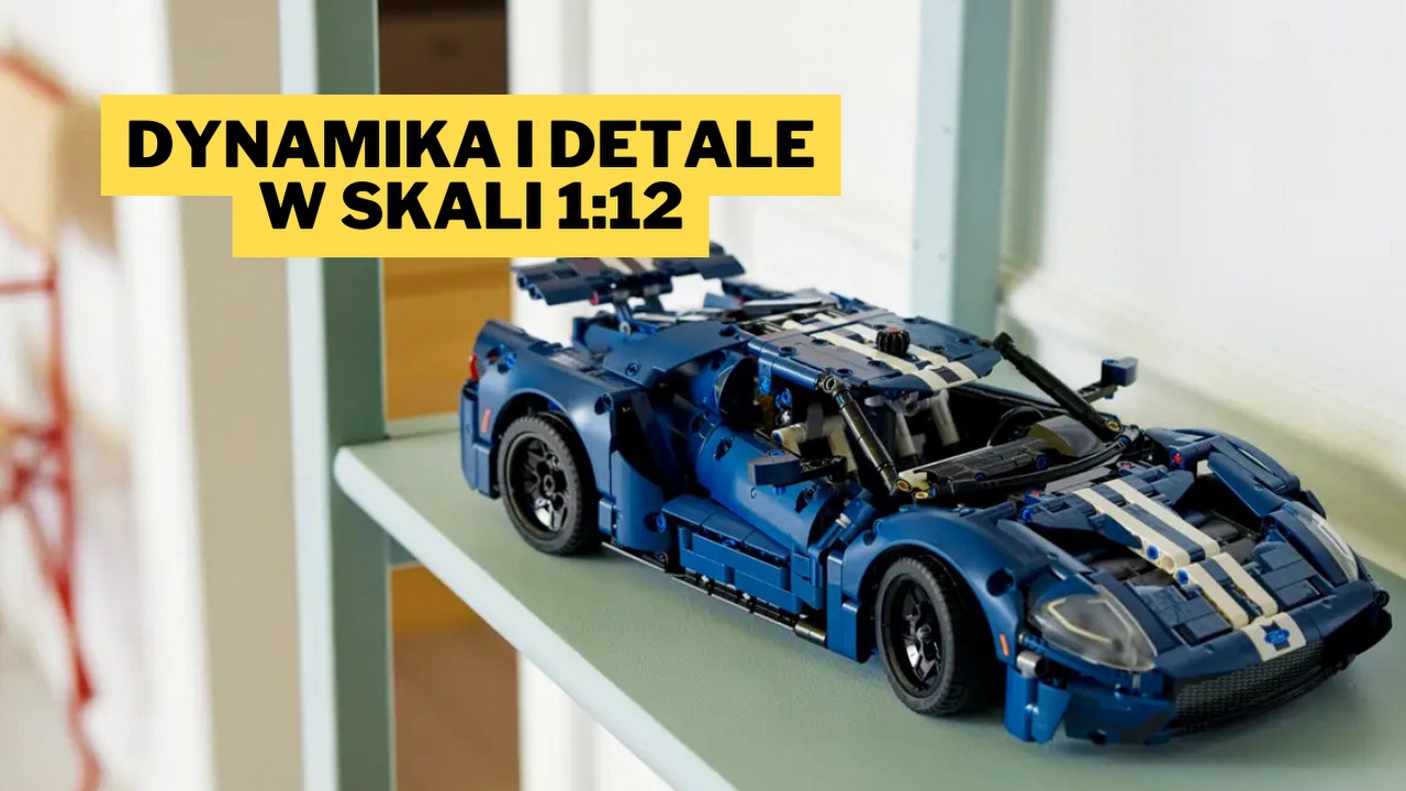 LEGO Technic Ford GT to legendarny sportowiec w przystępnej cenie. Na Amazonie kupisz go jeszcze taniej, źródło grafiki: LEGO.