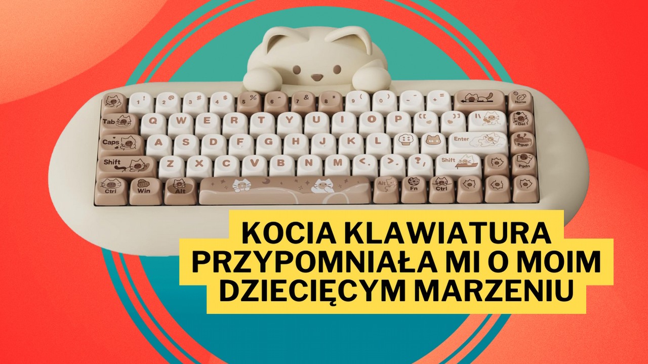 Ta klawiatura zaspokoi moją kocią obsesję. Zestaw oferuje bezprzewodową pracę oraz prześliczne podświetlenie RGB, źródło grafiki: YUNZII.