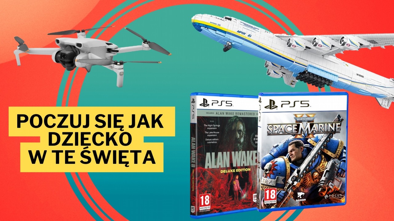 Te oferty to hity przed Black Friday! Oto lista pomysłów prezentowych skupiona na czystej rozrywce, źródło grafiki: Alan Wake, Warhammer, DJI, MISINI.
