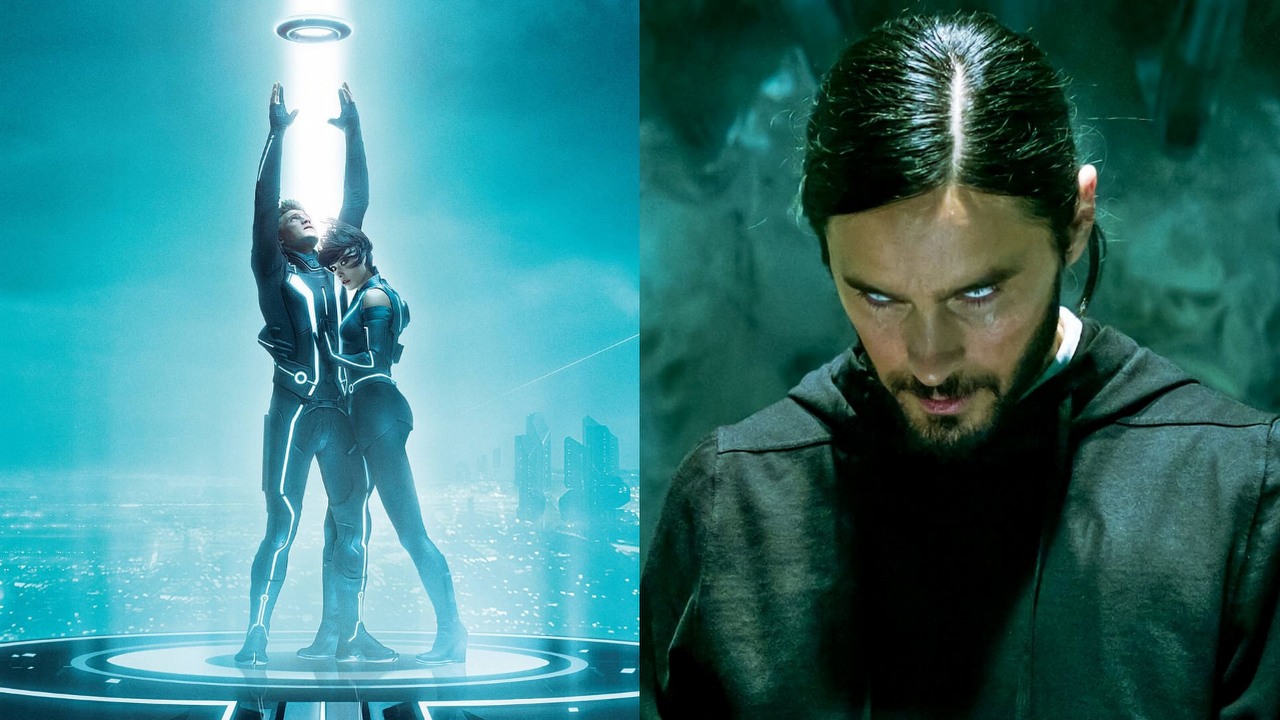 Tron: Ares serwuje pierwsze spojrzenie na bohatera Jareda Leto i jego motocykl. Reżyser zapowiada „emocjonalną” i „surową” odsłonę cyklu sci-fi, źródło grafiki: Morbius, Daniel Espinosa, Marvel, 2022 /  Tron: Dziedzictwo, Joseph Kosinski, Disney, 2010.