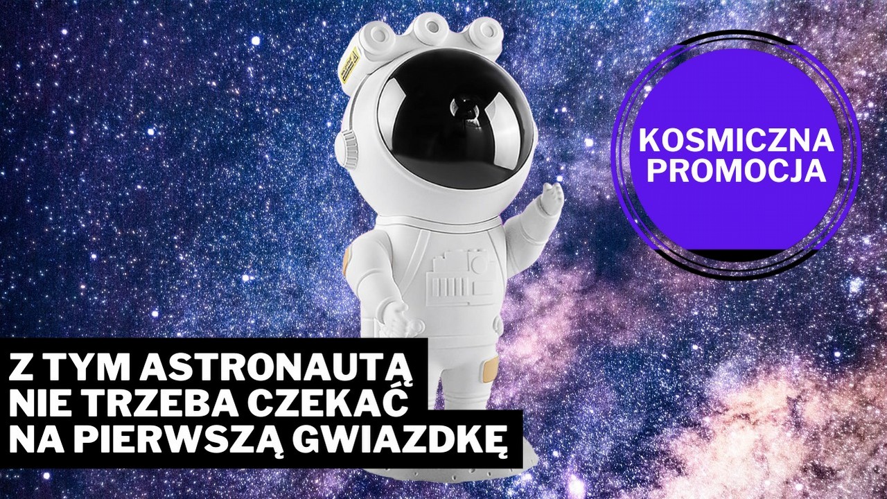 Sam wyświetl pierwszą gwiazdkę. Ten uroczy projektor w kształcie astronauty zabierze wszystkich w podróż przez galaktykę, źródło grafiki: Varkda; materiały promocyjne / Pixabay.