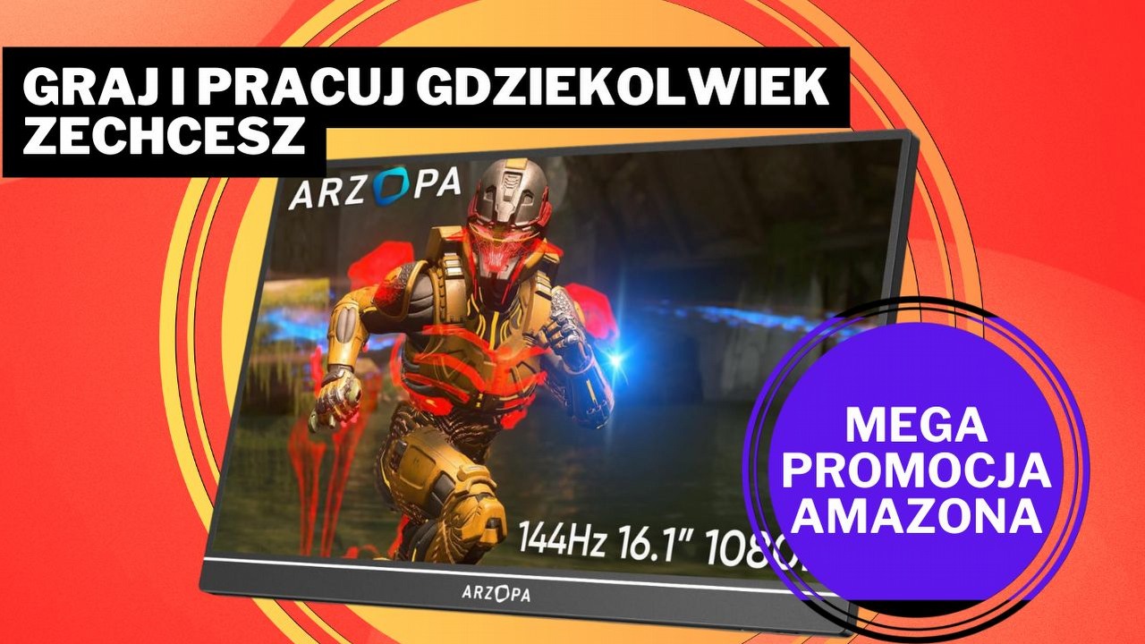 Ten sprzęt powinien być na wyposażeniu każdego gracza. Przenośny monitor pasuje nie tylko do laptopa, ale także konsoli, źródło grafiki: ARZOPA.