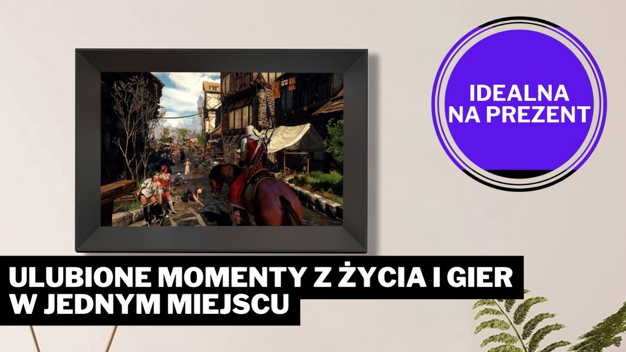 Wyświetli zakochanych, zdjęcie z wnukami albo screena z Wiedźmina 3. To najlepszy prezent na Dzień Babci i Dziadka oraz dla gamera, źródło grafiki: Wiedźmin 3; CD Projekt RED; 2015 / Tibuta; materiały promocyjne.