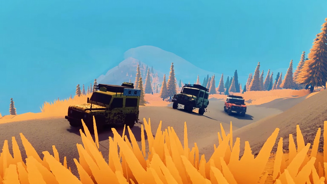 Nowa eksploracyjna gra z otwartym światem przypomina połączenie Mudrunnera i Firewatcha. over the hill to dzieło twórców znakomitego art of rally, źródło grafiki: Funselektor Labs..