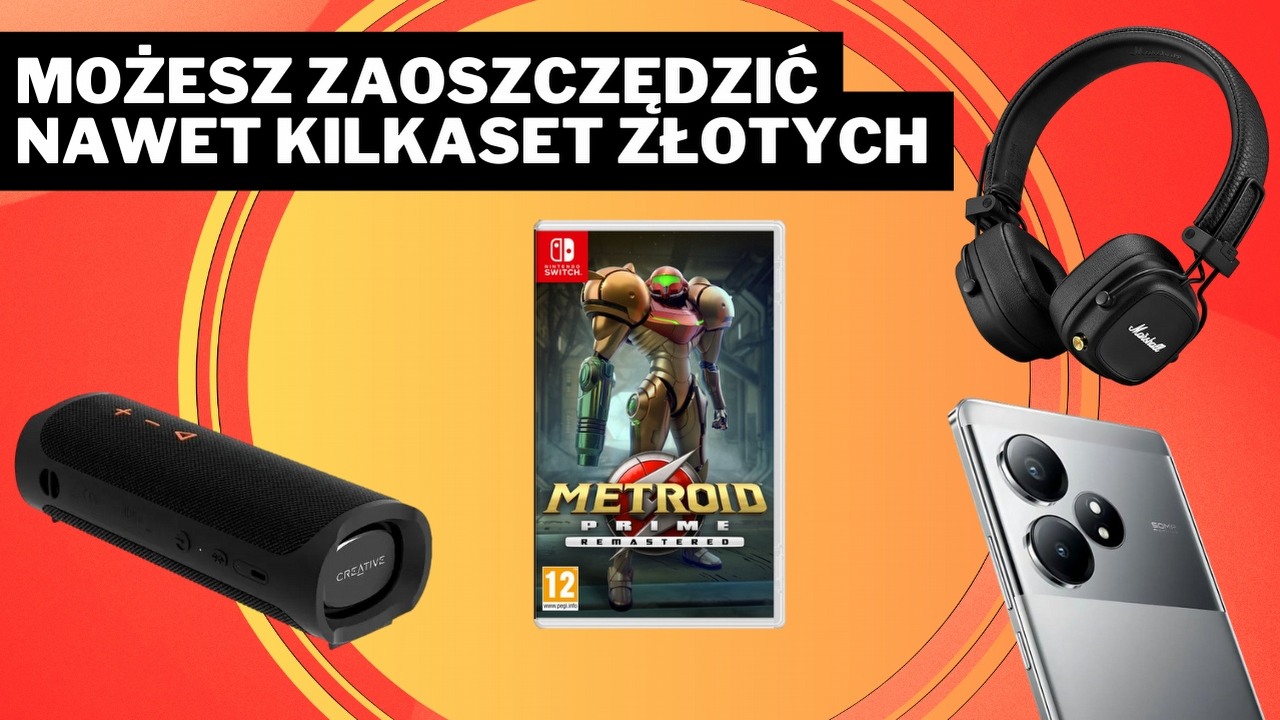 Najlepsze oferty na końcówkę stycznia 2025 w sklepach Amazon, MediaMarkt, RTV Euro AGD, Empik, Vobis i OleOle, źródło grafiki: Marshall, Creative, Nintendo, realme.
