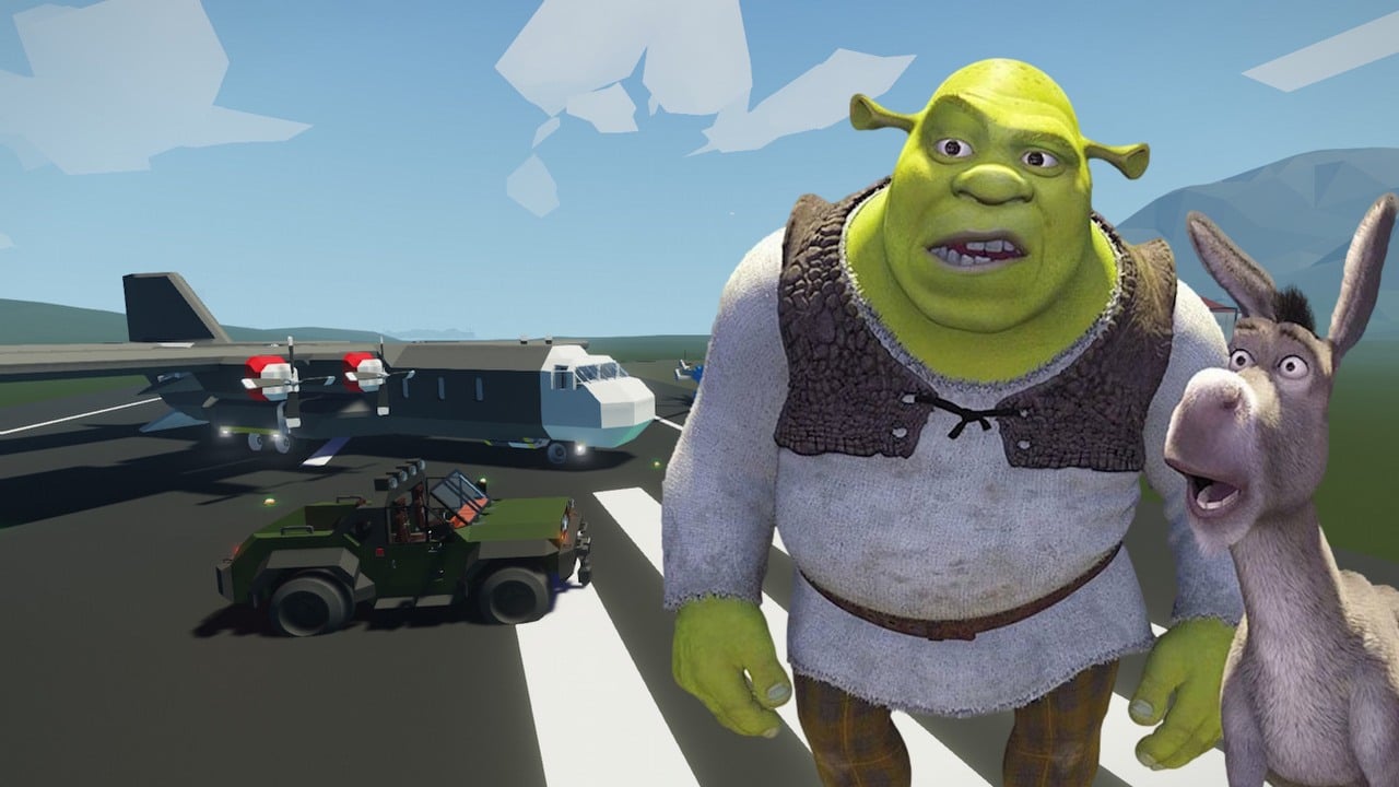 „Ktoś mi kiedyś powiedział, że Dreamworks mnie pozwie”. Szalony gracz Stormworks wpakował całego Shreka do gry, w 10 klatkach i bez dźwięku, źródło grafiki: Green Man Gaming Publishing / Shrek, Andrew Adamson i Vicky Jenson, Dreamworks, 2001.