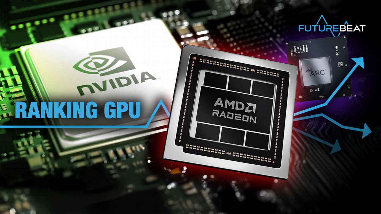 Karty graficzne w 2025 roku. Ranking wydajności i hierarchia 38 najważniejszych GPU, źródło grafiki: Nvidia / AMD / Intel.
