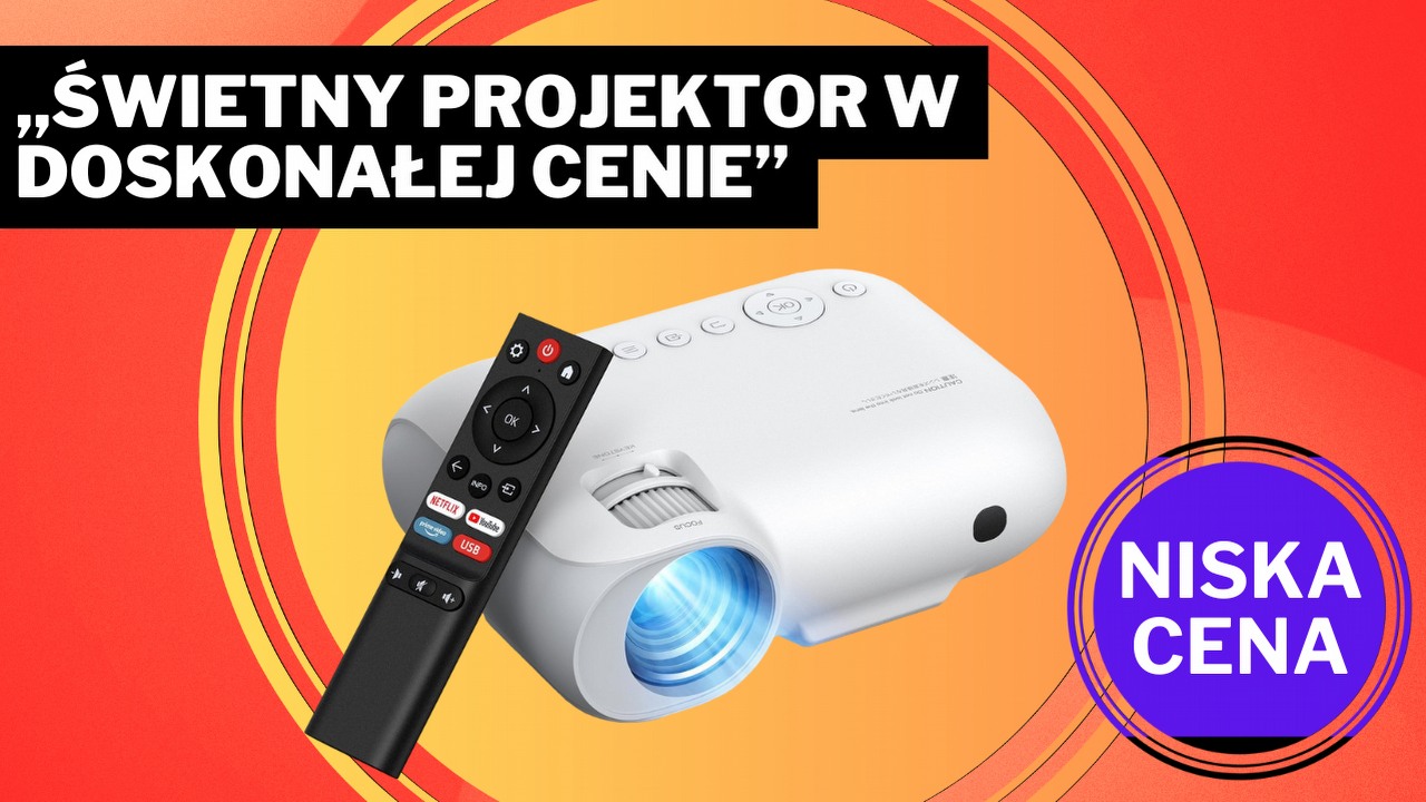 Projektor z certyfikatem Netflixa robi furorę na Amazonie. Ten sprzęt otrzymał już ponad tysiąc 5-gwiazdkowych ocen, źródło grafiki: Amazon.