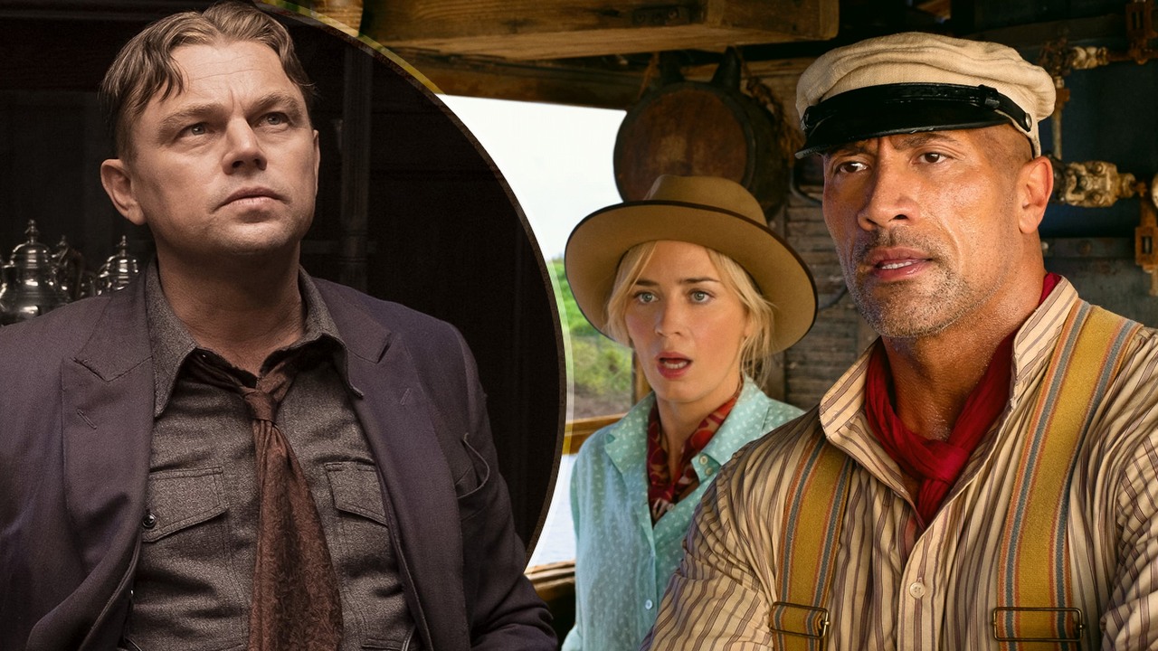 Martin Scorsese wraca do gangsterskiego kina z filmem o szefie mafii na Hawajach. W obsadzie Dwayne Johnson, Leonardo DiCaprio i Emily Blunt, źródło grafiki: Killers of the Flower Moon, Martin Scorsese, Apple Studios, 2023 / Jungle Cruise, Jaume Collet-Serra, Walt Disney Studios Motion Pictures, 2021.