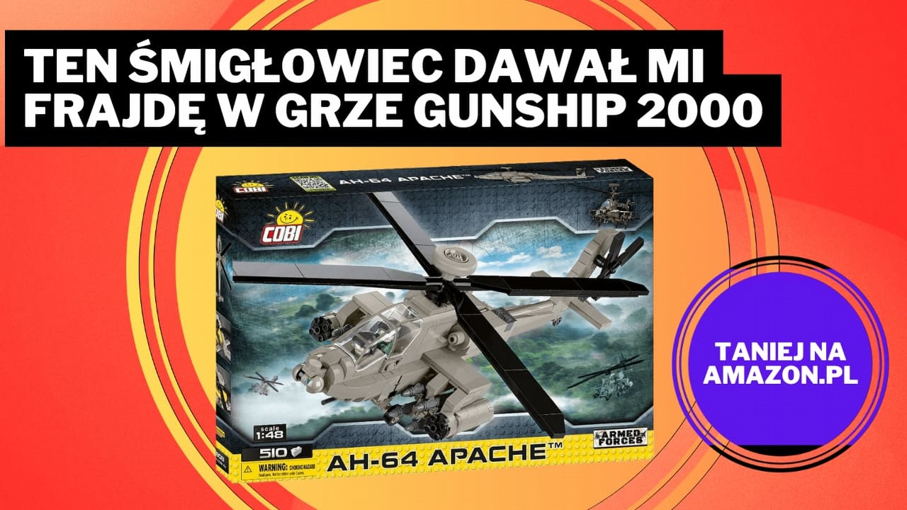 Śmigłowiec Apache robi szał w Polsce. Pamiętam go z gier z lat 90., a jego klockowa wersja imponuje mi detalami.