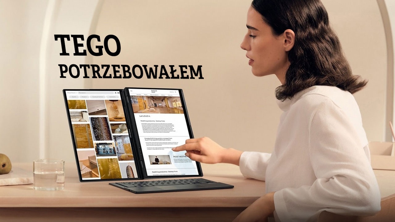 Dwa dotykowe ekrany i odłączana klawiatura sprawiają, że ASUS Zenbook DUO to świetny towarzysz w nawet najbardziej szalonej pracy.