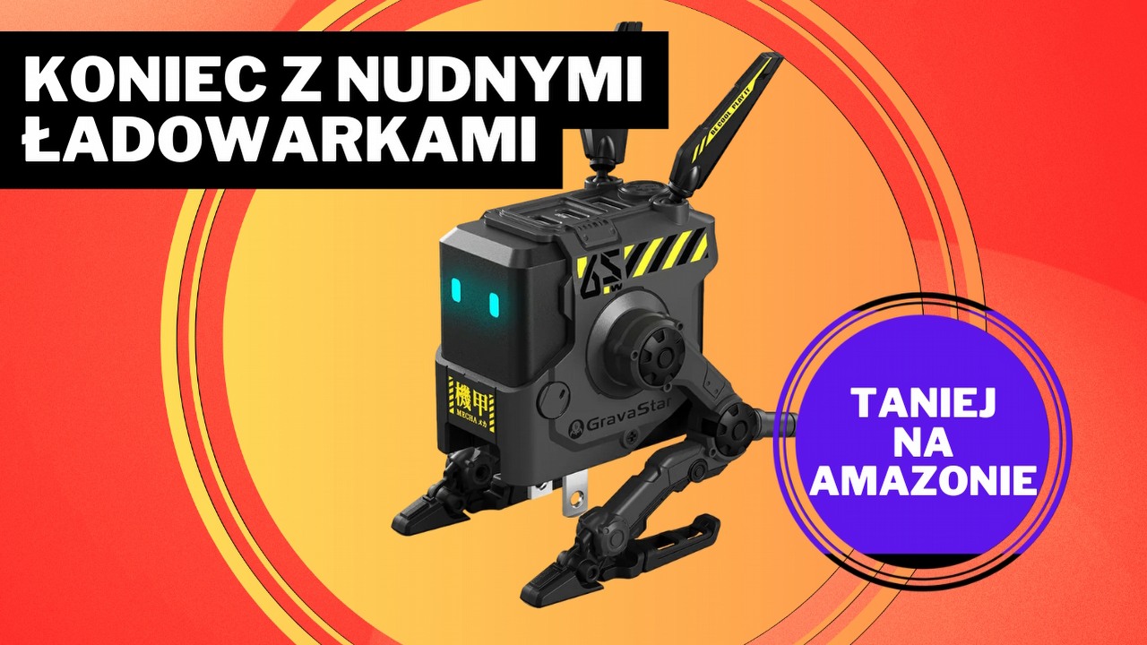 Wątpię, że znajdziesz fajniejszą ładowarkę. Ten mały robocik o mocy 65 W momentalnie naładuje Twojego smartfona, tablet oraz słuchawki, źródło grafiki: GravaStar.