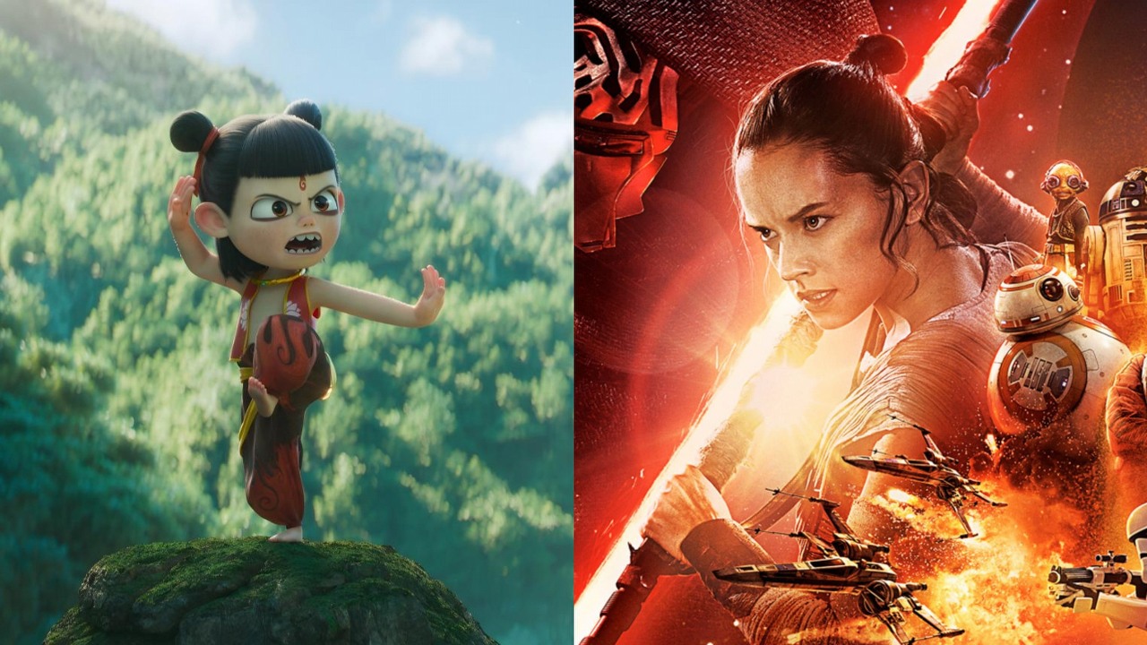 Chińska bajka pokonała Gwiezdne wojny. Ne Zha 2 prześcignęło Przebudzenie Mocy i jest teraz w top 5 najbardziej kasowych filmów w historii kina, źródło grafiki: Gwiezdne wojny: Przebudzenie Mocy, J.J Abrams, Disney, 2015 / Ne Zha 2, Yang Yu, CMC, 2025.