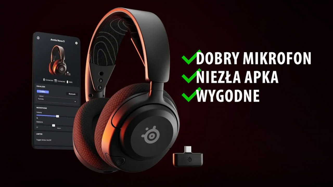 Świetny mikrofon, dobry zasięg i wysoki komfort, ale to nie sprzęt dla audiofilów. Recenzja SteelSeries Arctis Nova 5 Wireless.