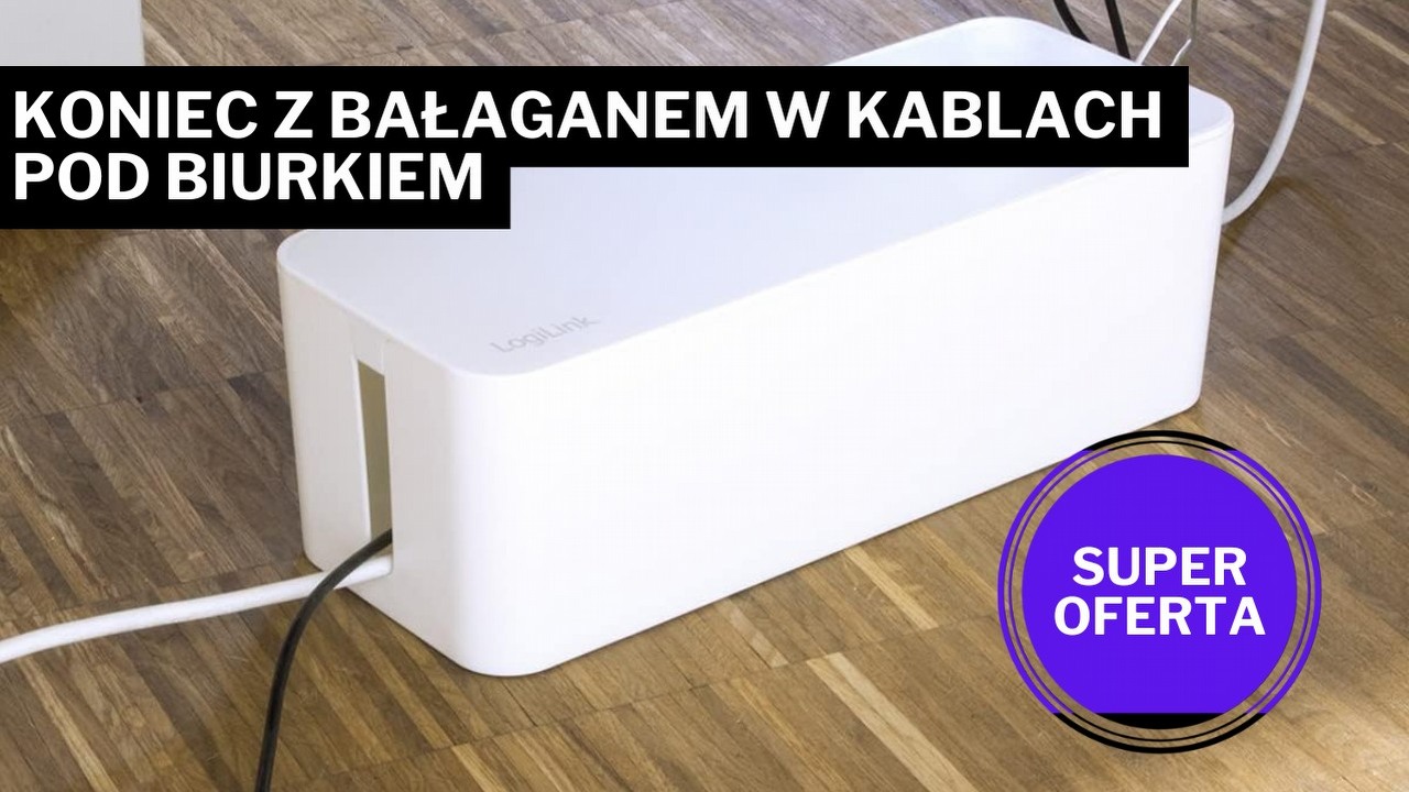 Też masz problem z toną kabli na biurku? Znalazłem dla nas rozwiązanie, które kosztuje tyle, co duża pizza, źródło grafiki: LogiLink; materiały promocyjne.