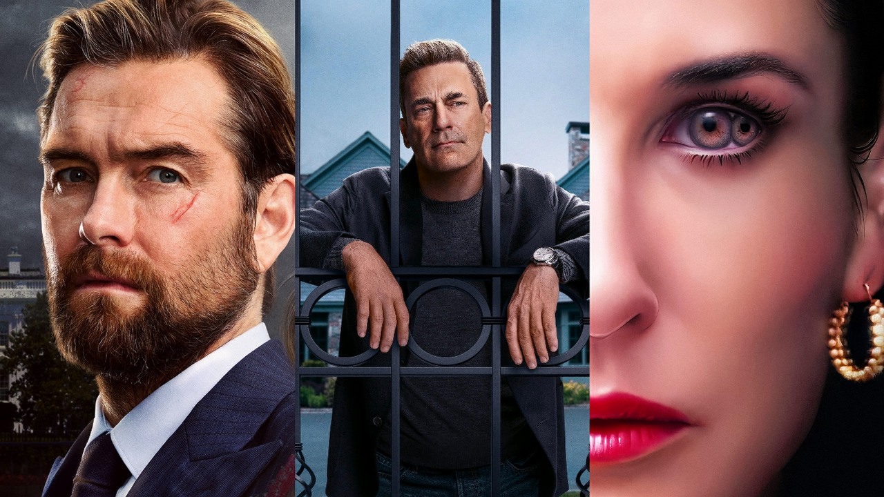 W ten weekend obejrzysz jeden z najlepszych filmów sci-fi ubiegłego roku oraz naszpikowany akcją thriller polityczny z gwiazdą The Boys; szokująca Substancja i G20 trafiły do streamingu, źródło grafiki: Znajomi i sąsiedzi, Jonathan Tropper, Apple TV+, 2025 / Substancja, Coralie Fargeat, A24, 2024 / G20, Patricia Riggen, Prime Video, 2025.