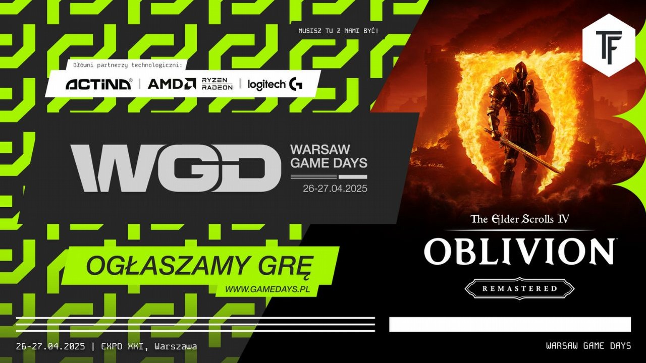 Warsaw Game Days, nowe targi dla graczy, uświetni Oblivion Remastered i Kingdom Come 2, źródło grafiki: Warsaw Game Days.
