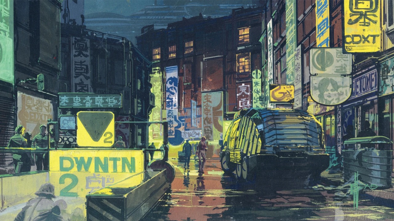 Niezapowiedziana gra Blade Runner została anulowana. Jest czego żałować, źródło grafiki: Syd Mead. Jedna z grafik koncepcyjnych przygotowanych dla filmu Blade Runner..