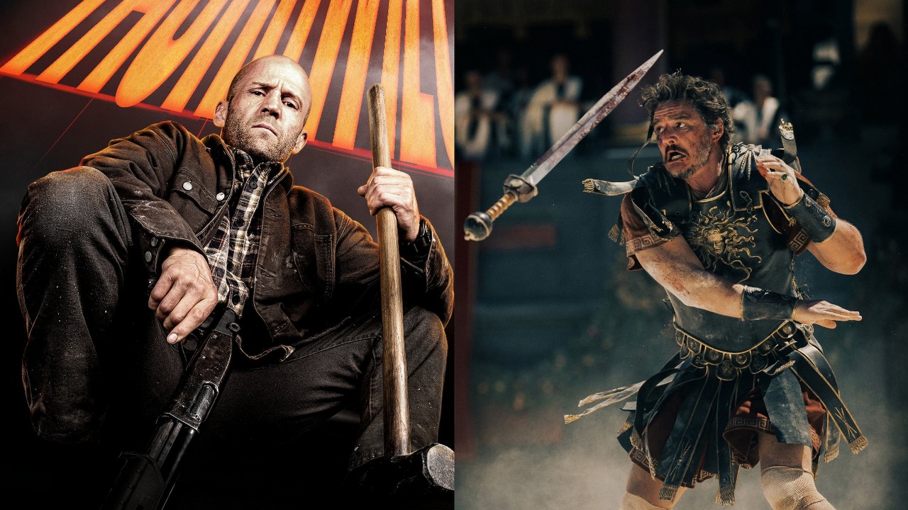 W ten weekend obejrzysz pełen akcji i walk thriller z Jasonem Stathamem oraz ubiegłoroczny epicki hit Gladiator 2. Wśród nowości w streamingu intrygujące sci-fi i kryminał, źródło grafiki: Fachowiec, David Ayer, Amazon, 2025 / Gladiator 2, Ridley Scott, Paramount Pictures, 2024.