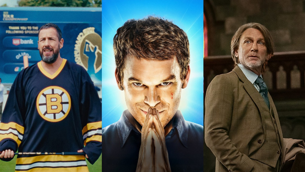 To będą najważniejsze seriale i filmy Netflixa, Prime Video oraz SkyShowtime w 2025 roku. Weekendowy pokaz ujawnił hity, które zdominują najbliższe miesiące, źródło grafiki: Dexter: Resurrection, Clyde Phillips, Showtime, 2025 /  Happy Gilmore 2, Kyle Newacheck, Netflix, 2025 / Na noże 3, Rian Johnson, Netflix, 2025.