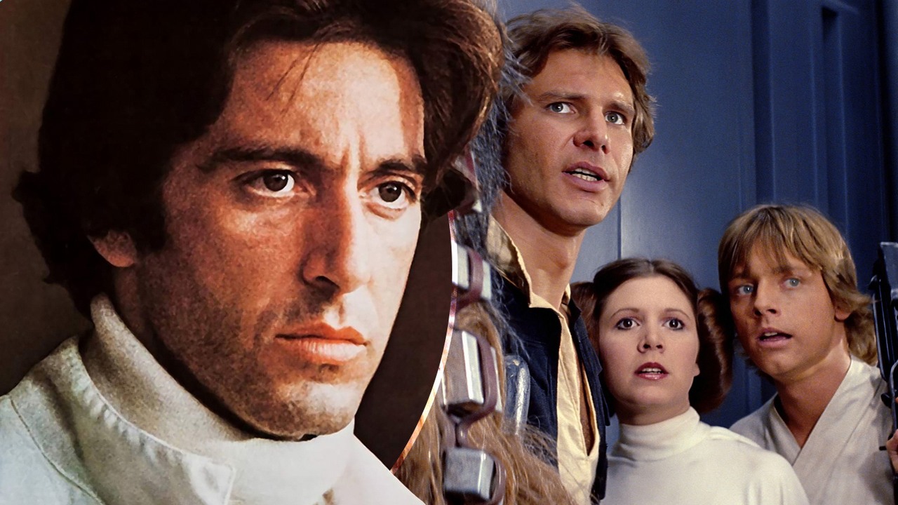 Alowi Pacino „zaoferowano fortunę” za zagranie ikonicznej postaci w Star Wars, ale odrzucił propozycję, bo „nie rozumiał” scenariusza, źródło grafiki: Bobby Deerfield, Sydney Pollack, Warner Bros., 1977 / Gwiezdne wojny: część IV - Nowa nadzieja, George Lucas, Lucasfilm Ltd., 1977.