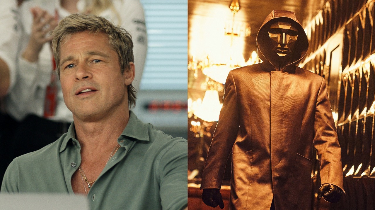 W ten weekend porwie was pełen akcji majstersztyk z Bradem Pittem i 97% na Rotten Tomatoes, nie przegapcie też finałowego sezonu hitowego thrillera Netflixa, źródło grafiki: F1, Joseph Kosinski, Sony, 2025 / Squid Game, Hwang Dong-hyuk, Netflix, 2025.