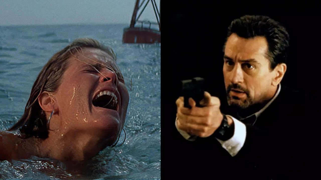 W tym tygodniu na Netflixie obejrzysz dwa kultowe thrillery - pełna napięcia i akcji klasyka kina z ponad 90% na Rotten Tomatoes, źródło grafiki: Gorączka, Michael Mann, Warner Bros., 1995 / Szczęki, Steven Spielberg, Universal Pictures,1975.