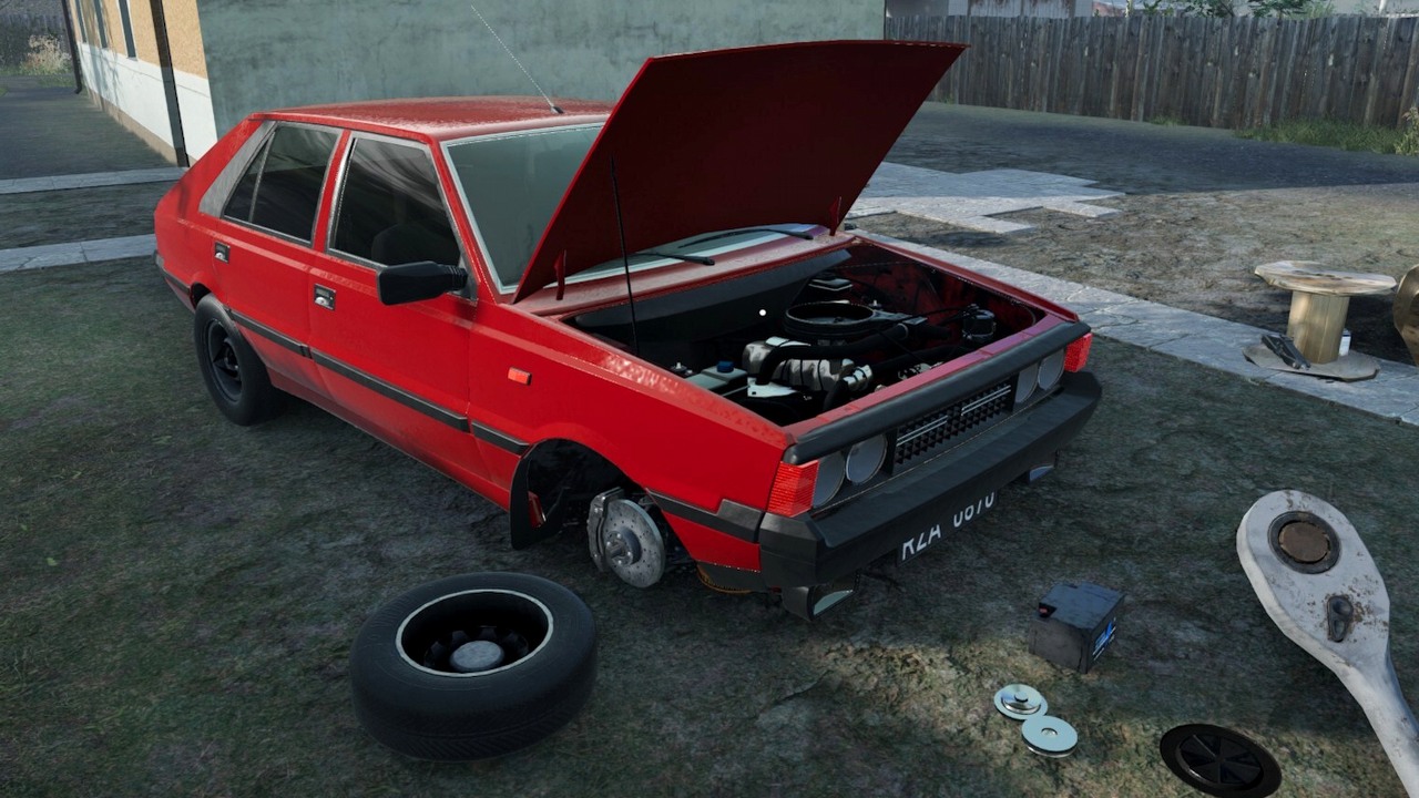 Symulator ociekający klimatem Polski lat 90. pozwoli zostać „wiejskim alchemikiem”. Duży Fiat i czerwona oranżada to elementy obowiązkowe w Auto fuszerce, źródło grafiki: Little Dog Games..