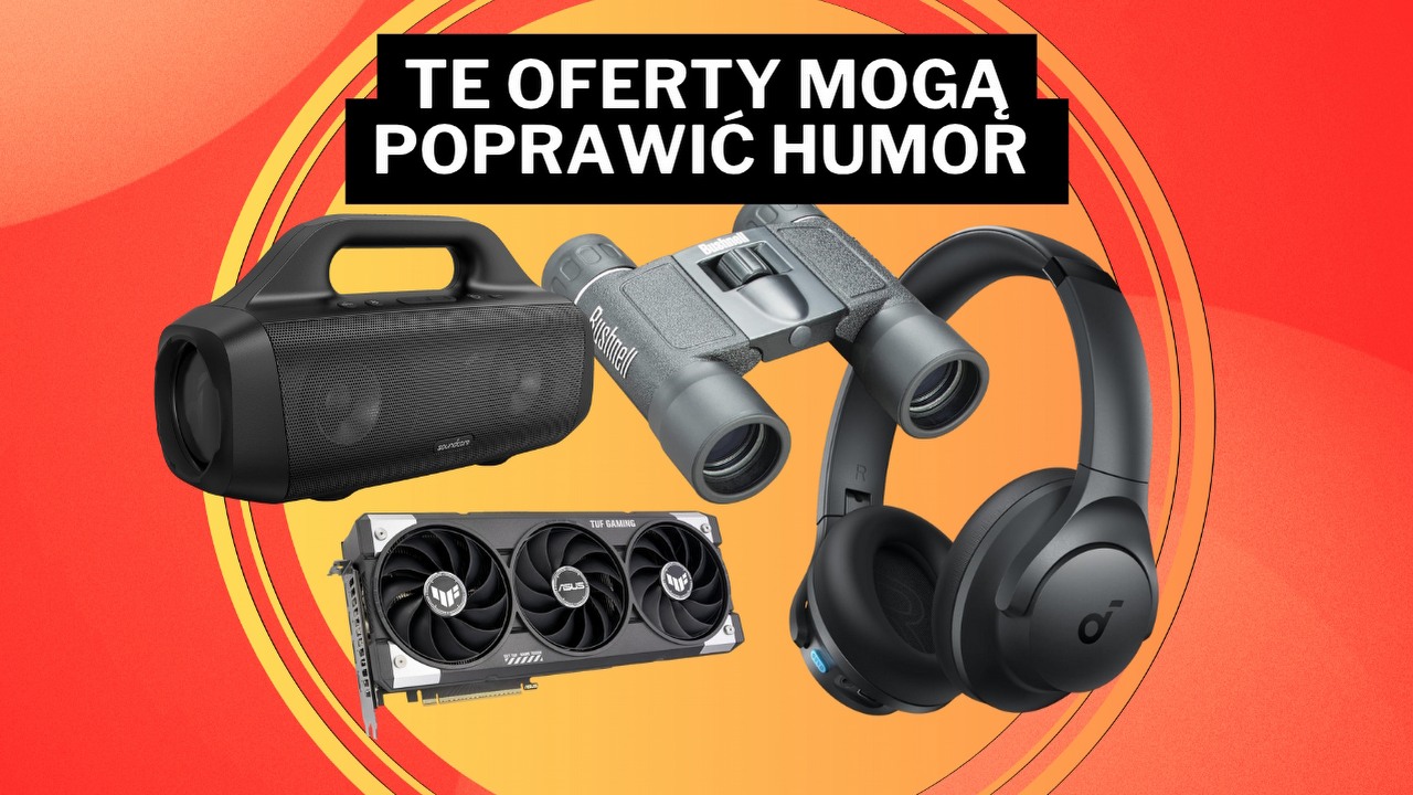Najlepsze oferty Amazona - na początek tygodnia bestsellerowe głośniki za niecałe 105 zł, karta graficzna z serii RTX 5000 i tanie słuchawki lepsze od produktu firmy Bose, źródło grafiki: Asus, Anker, Bushnell.