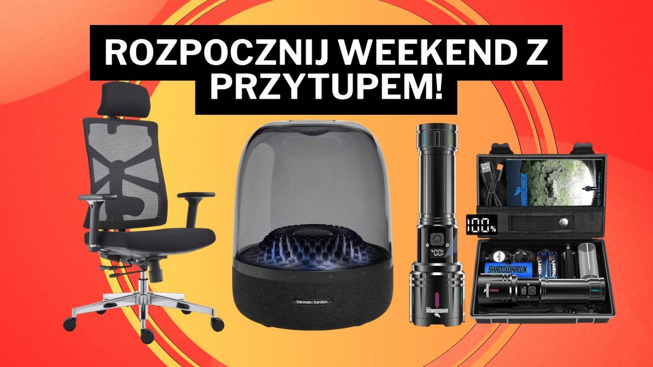 Oto kilka znakomitych ofert Amazona, które umilą początek weekendu. Wśród nich wygodny fotel oraz solidna latarka, źródło grafiki: HOLLUDLE, Shadowhawk, Harman Kardon.